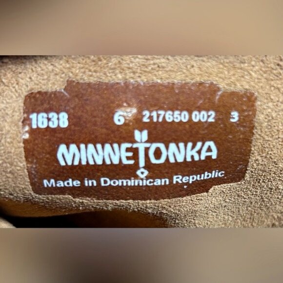 Minnetonka Brown Suede 3 Layer Fringe Moccasin Boots~6~ - Picture 6 of 6